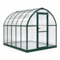 Serre de jardin à toit arrondi en aluminium vert et polycarbonate translucide, 250 × 190 × 220 cm