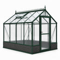 Serre de jardin victorienne 250 × 190 × 225 cm en aluminium vert foncé et polycarbonate transparent avec lucarne