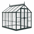 Serre de jardin classique 190 × 190 × 220 cm en aluminium vert foncé et polycarbonate transparent avec double porte