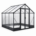 Serre de jardin en aluminium noir et polycarbonate transparent avec double porte, 250 × 190 × 195 cm