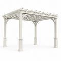 Pergola de jardin en PVC blanc à toit ajouré, 366 × 305 × 254 cm, style classique