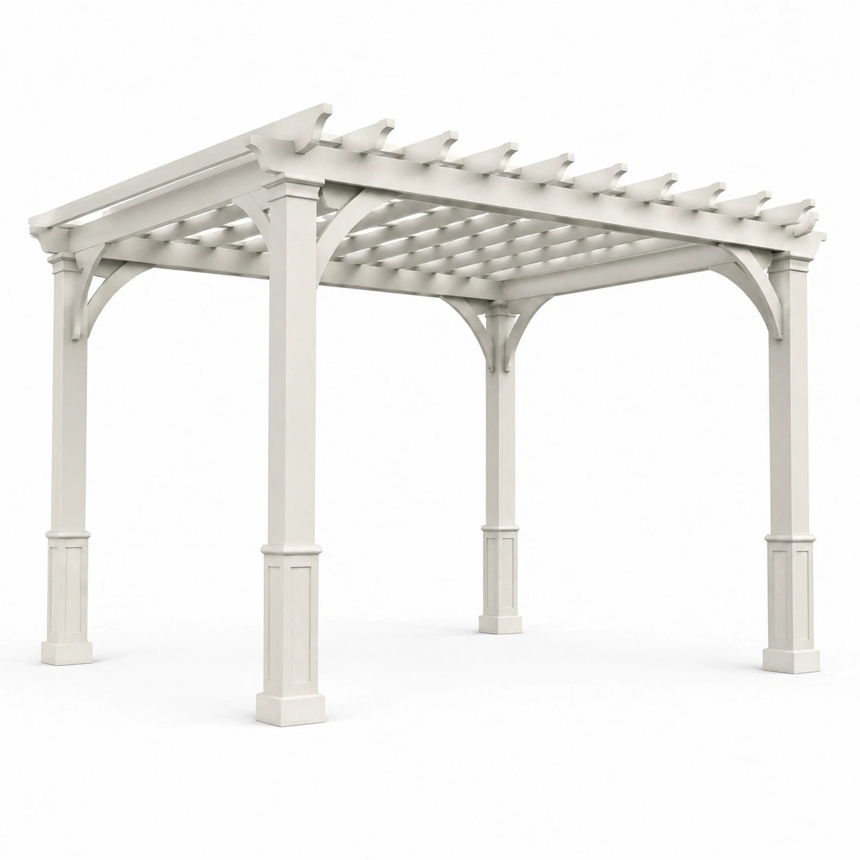 Pergola de jardin en PVC blanc à toit ajouré, 366 × 305 × 254 cm, style classique