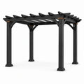 Pergola de jardin en bois noir et marron à toit ajouré, 305 × 305 × 244 cm