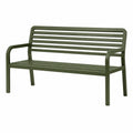 Banc de jardin 2 places en métal vert olive à lattes avec accoudoirs, 125 × 60 × 85 cm