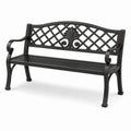 Banc de jardin en métal noir 127 × 60 × 85 cm avec dossier ajouré décoratif