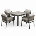 Ensemble repas de jardin 5 pièces anthracite, gris et gris clair avec table 100 × 100 × 75 cm et 4 fauteuils 60 × 61 × 84 cm