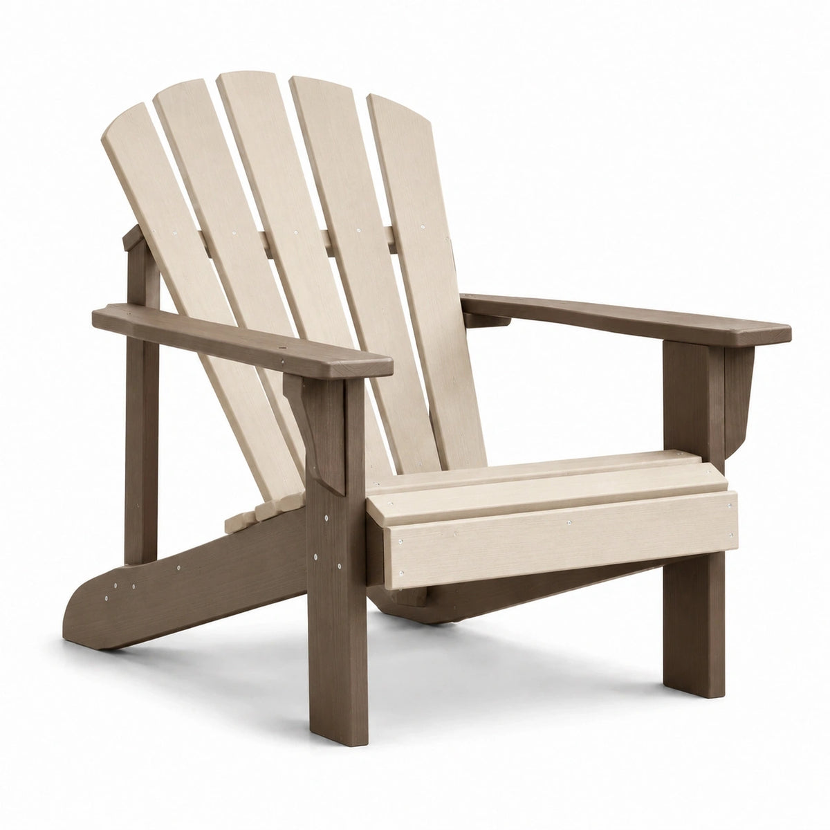 Fauteuil Adirondack en bois beige et marron avec accoudoirs, 78 × 88 × 94 cm