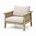 Fauteuil de jardin en bois naturel et corde beige avec coussins, 78 × 82 × 82 cm