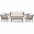 Ensemble 4 pièces taupe et blanc cassé avec canapé 145 × 75 × 78 cm, 2 fauteuils 75 × 75 × 78 cm et table basse 100 × 55 × 38 cm