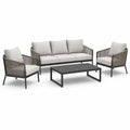 Salon de jardin 4 pièces gris clair, anthracite et gris taupe – canapé 200 × 80 × 76 cm, fauteuils 75 × 80 × 76 cm et table 110 × 60 × 38 cm