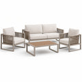 Ensemble de jardin 4 pièces beige, taupe et marron avec canapé 170 × 78 × 78 cm, 2 fauteuils 72 × 78 × 78 cm et table basse 100 × 55 × 40 cm